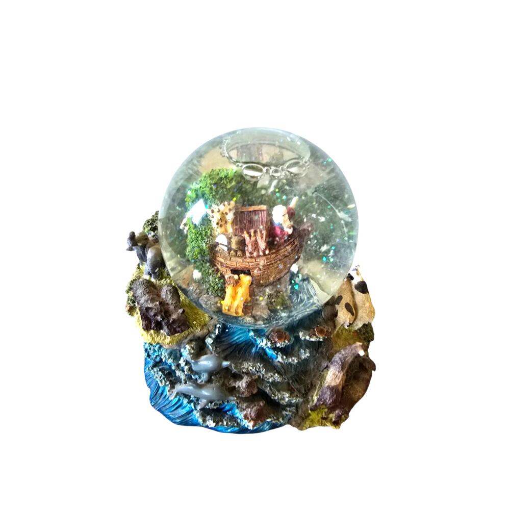 Vtg Noah's Ark Snow Globe Plays Side by Side Works See Desc